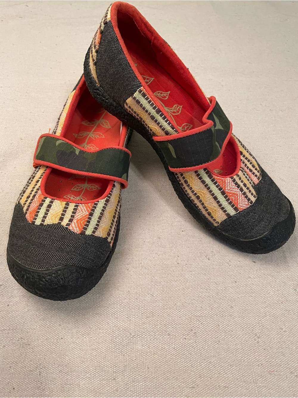 Keen Women’s Mary Jane Canvas Shoes, Colors of Orange, Gray, Green and Yellow - Picture 6 of 15